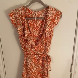 Free People French Quarter Dress Size S Orange/beige multi print